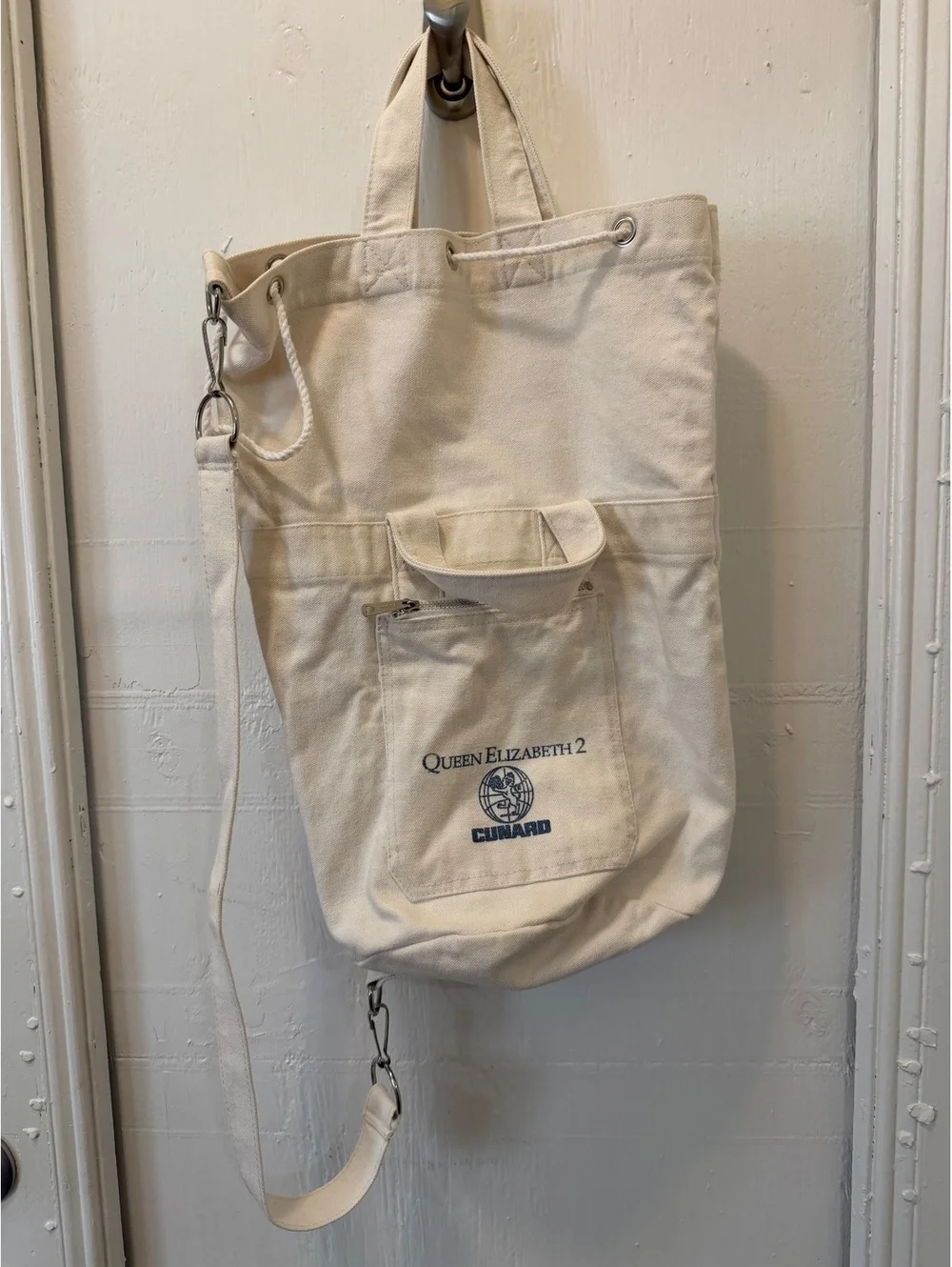 Vintage QE2 Canvas Duffle Bag Backpack